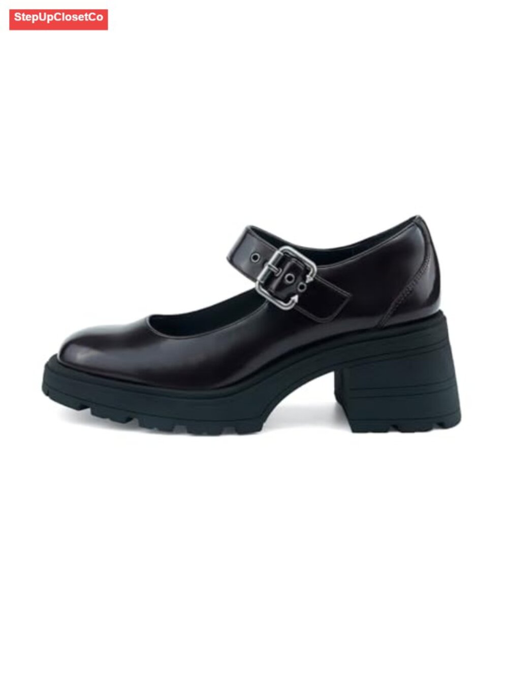 Chunky Platform Mary Jane Pumps PU Leather Block Heel Dress Shoes